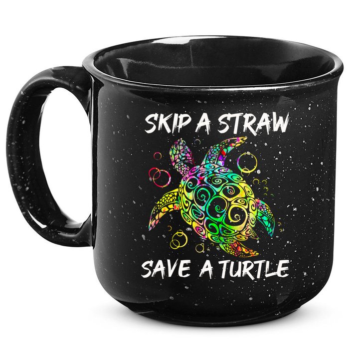Psychedelic Sea Turtle Gift Skip A Straw Save A Turtle Gift 15oz Campfire Ceramic Mug
