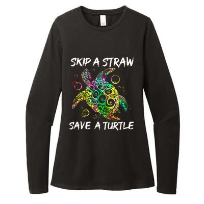 Psychedelic Sea Turtle Gift Skip A Straw Save A Turtle Gift Womens CVC Long Sleeve Shirt