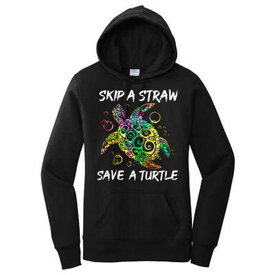 Psychedelic Sea Turtle Gift Skip A Straw Save A Turtle Gift Women's Pullover Hoodie