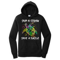 Psychedelic Sea Turtle Gift Skip A Straw Save A Turtle Gift Women's Pullover Hoodie
