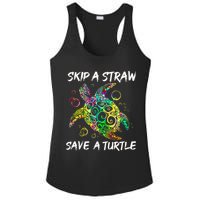 Psychedelic Sea Turtle Gift Skip A Straw Save A Turtle Gift Ladies PosiCharge Competitor Racerback Tank