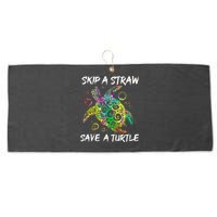 Psychedelic Sea Turtle Gift Skip A Straw Save A Turtle Gift Large Microfiber Waffle Golf Towel