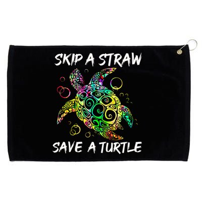 Psychedelic Sea Turtle Gift Skip A Straw Save A Turtle Gift Grommeted Golf Towel