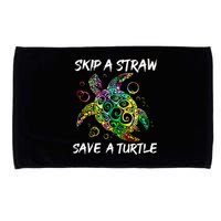 Psychedelic Sea Turtle Gift Skip A Straw Save A Turtle Gift Microfiber Hand Towel