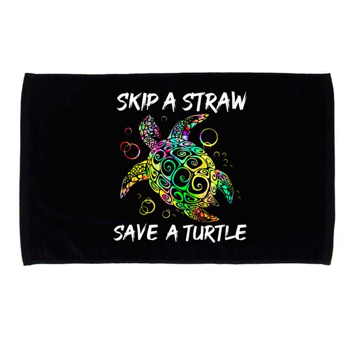 Psychedelic Sea Turtle Gift Skip A Straw Save A Turtle Gift Microfiber Hand Towel