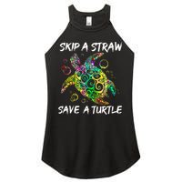Psychedelic Sea Turtle Gift Skip A Straw Save A Turtle Gift Women's Perfect Tri Rocker Tank