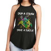 Psychedelic Sea Turtle Gift Skip A Straw Save A Turtle Gift Women's Perfect Tri Rocker Tank