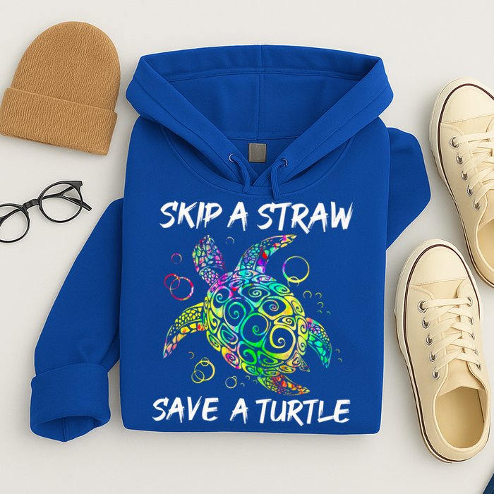 Psychedelic Sea Turtle Gift Skip A Straw Save A Turtle Gift Hoodie