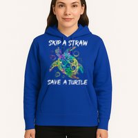 Psychedelic Sea Turtle Gift Skip A Straw Save A Turtle Gift Hoodie