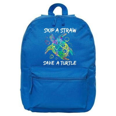 Psychedelic Sea Turtle Gift Skip A Straw Save A Turtle Gift 16 in Basic Backpack
