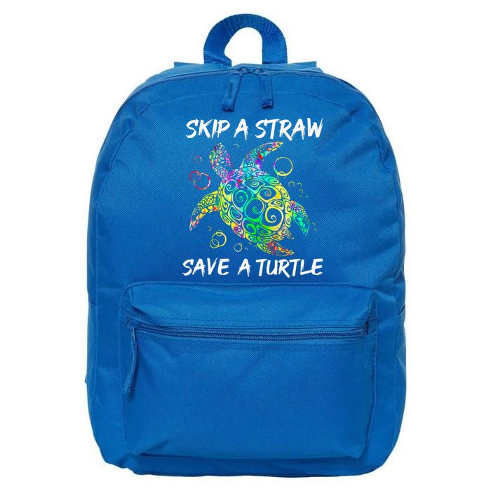 Psychedelic Sea Turtle Gift Skip A Straw Save A Turtle Gift 16 in Basic Backpack