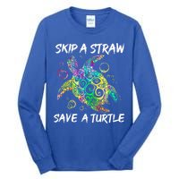 Psychedelic Sea Turtle Gift Skip A Straw Save A Turtle Gift Tall Long Sleeve T-Shirt
