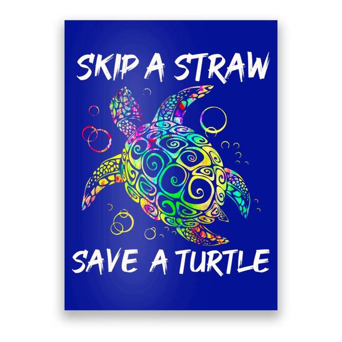 Psychedelic Sea Turtle Gift Skip A Straw Save A Turtle Gift Poster