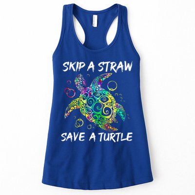 Psychedelic Sea Turtle Gift Skip A Straw Save A Turtle Gift Womens Tank Top
