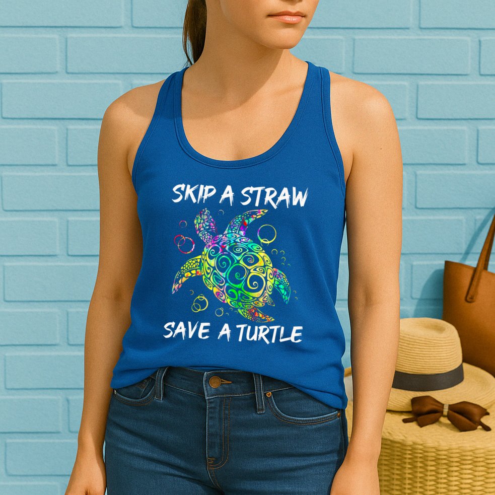Psychedelic Sea Turtle Gift Skip A Straw Save A Turtle Gift Womens Tank Top
