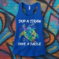 Psychedelic Sea Turtle Gift Skip A Straw Save A Turtle Gift Womens Tank Top