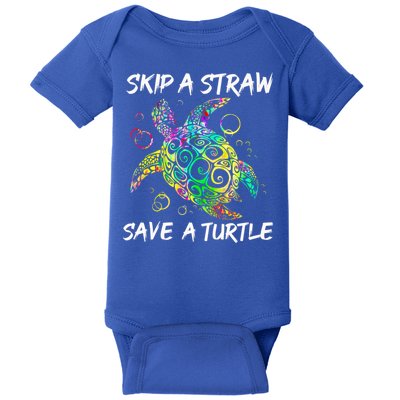 Psychedelic Sea Turtle Gift Skip A Straw Save A Turtle Gift Baby Bodysuit