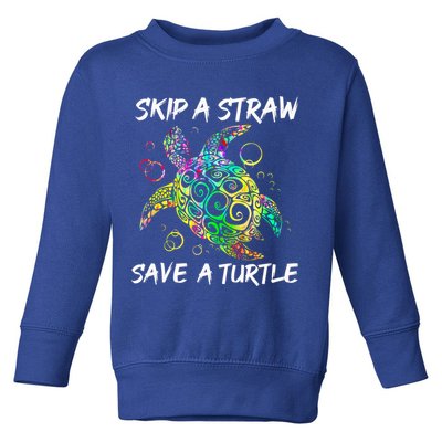 Psychedelic Sea Turtle Gift Skip A Straw Save A Turtle Gift Toddler Sweatshirt