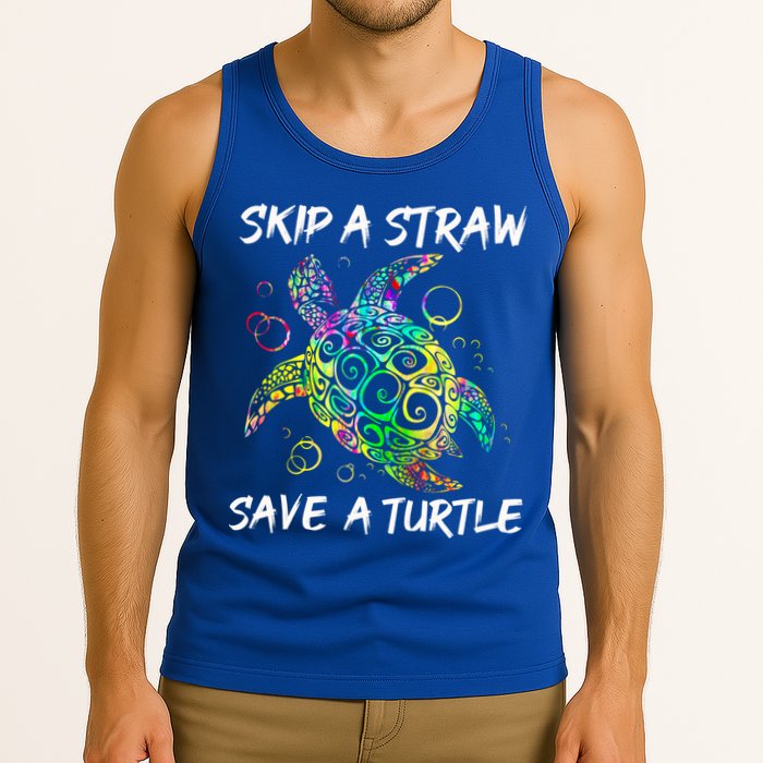 Psychedelic Sea Turtle Gift Skip A Straw Save A Turtle Gift Tank Top