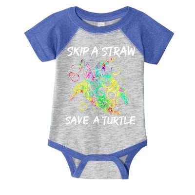Psychedelic Sea Turtle Gift Skip A Straw Save A Turtle Gift Infant Baby Jersey Bodysuit
