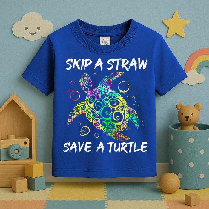 Psychedelic Sea Turtle Gift Skip A Straw Save A Turtle Gift Toddler T-Shirt