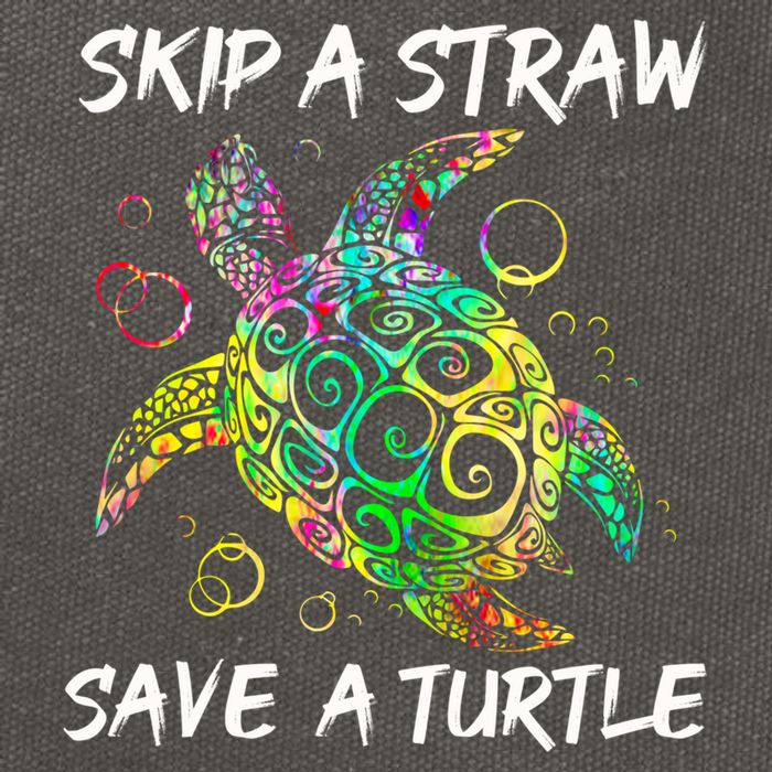 Psychedelic Sea Turtle Gift Skip A Straw Save A Turtle Gift Cotton Canvas Backpack