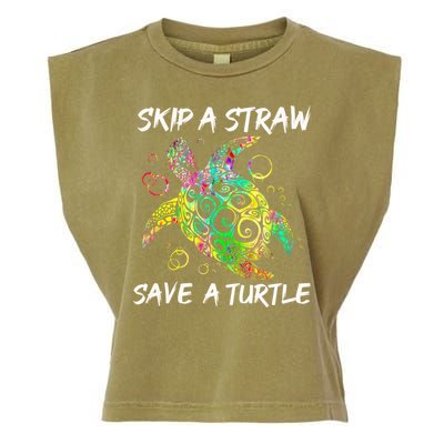 Psychedelic Sea Turtle Gift Skip A Straw Save A Turtle Gift Garment-Dyed Women's Muscle Tee