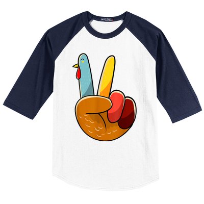 Peace Sign Turkey Turkey Hand Sign Thanksgiving Funny Baseball Sleeve Shirt