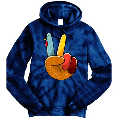 Peace Sign Turkey Turkey Hand Sign Thanksgiving Funny Tie Dye Hoodie