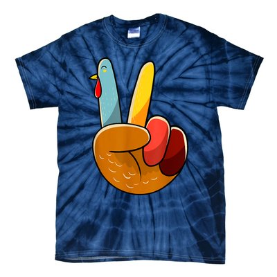 Peace Sign Turkey Turkey Hand Sign Thanksgiving Funny Tie-Dye T-Shirt