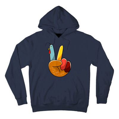 Peace Sign Turkey Turkey Hand Sign Thanksgiving Funny Tall Hoodie