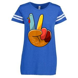 Peace Sign Turkey Turkey Hand Sign Thanksgiving Funny Enza Ladies Jersey Football T-Shirt