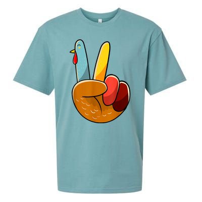 Peace Sign Turkey Turkey Hand Sign Thanksgiving Funny Sueded Cloud Jersey T-Shirt