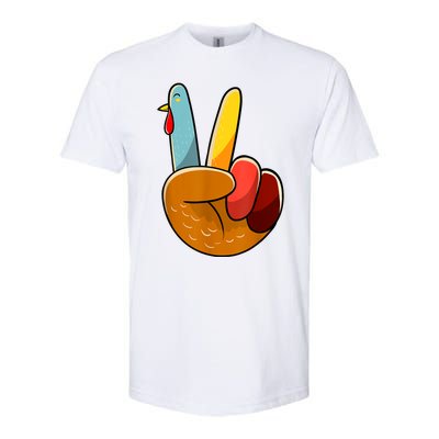 Peace Sign Turkey Turkey Hand Sign Thanksgiving Funny Softstyle CVC T-Shirt