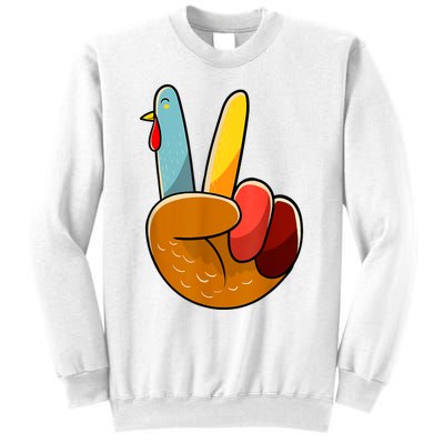 Peace Sign Turkey Turkey Hand Sign Thanksgiving Funny Sweatshirt