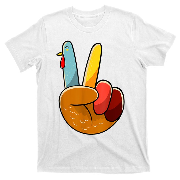 Peace Sign Turkey Turkey Hand Sign Thanksgiving Funny T-Shirt