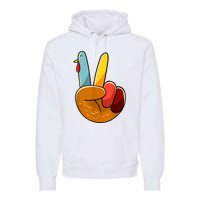 Peace Sign Turkey Turkey Hand Sign Thanksgiving Funny Premium Hoodie