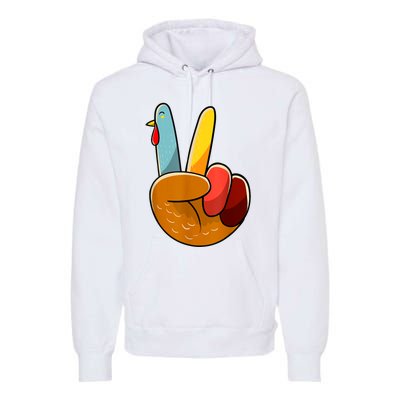 Peace Sign Turkey Turkey Hand Sign Thanksgiving Funny Premium Hoodie