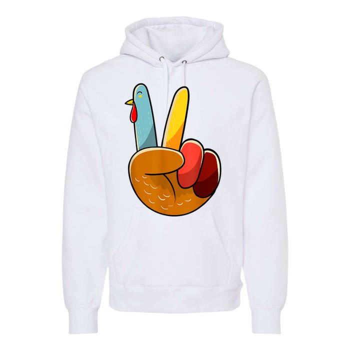 Peace Sign Turkey Turkey Hand Sign Thanksgiving Funny Premium Hoodie