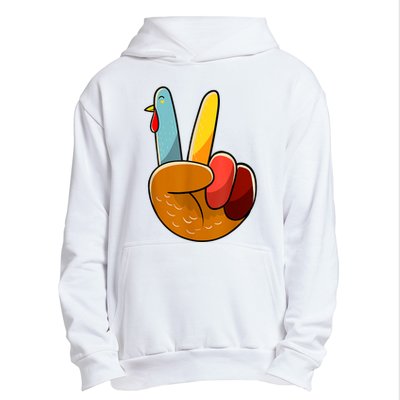 Peace Sign Turkey Turkey Hand Sign Thanksgiving Funny Urban Pullover Hoodie