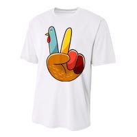 Peace Sign Turkey Turkey Hand Sign Thanksgiving Funny Performance Sprint T-Shirt