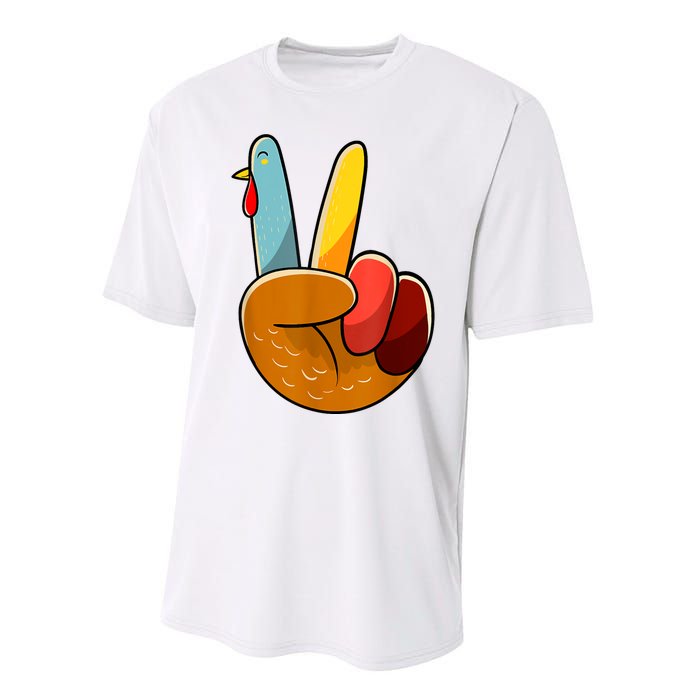 Peace Sign Turkey Turkey Hand Sign Thanksgiving Funny Performance Sprint T-Shirt