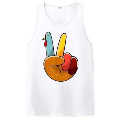 Peace Sign Turkey Turkey Hand Sign Thanksgiving Funny PosiCharge Competitor Tank