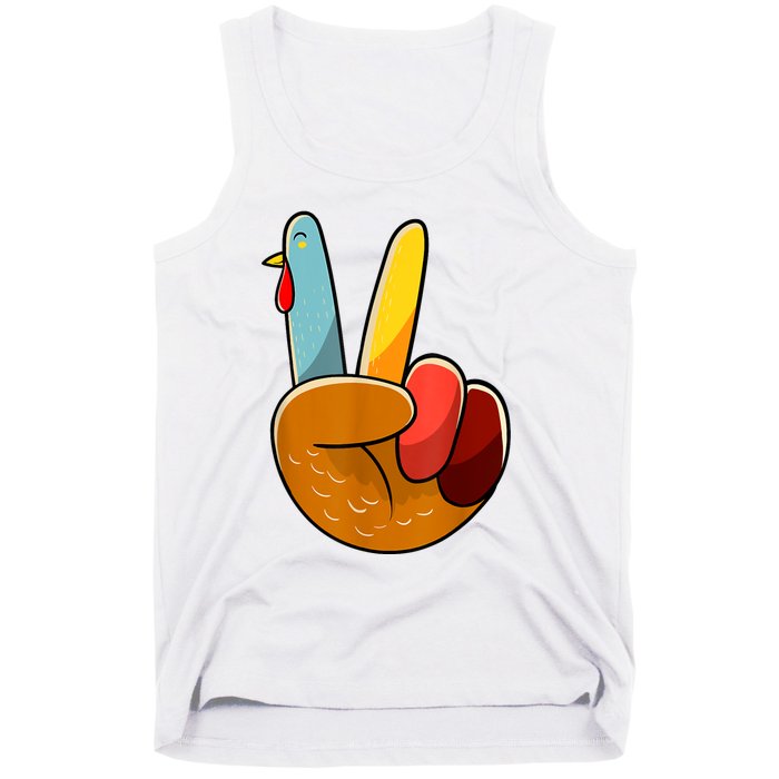 Peace Sign Turkey Turkey Hand Sign Thanksgiving Funny Tank Top