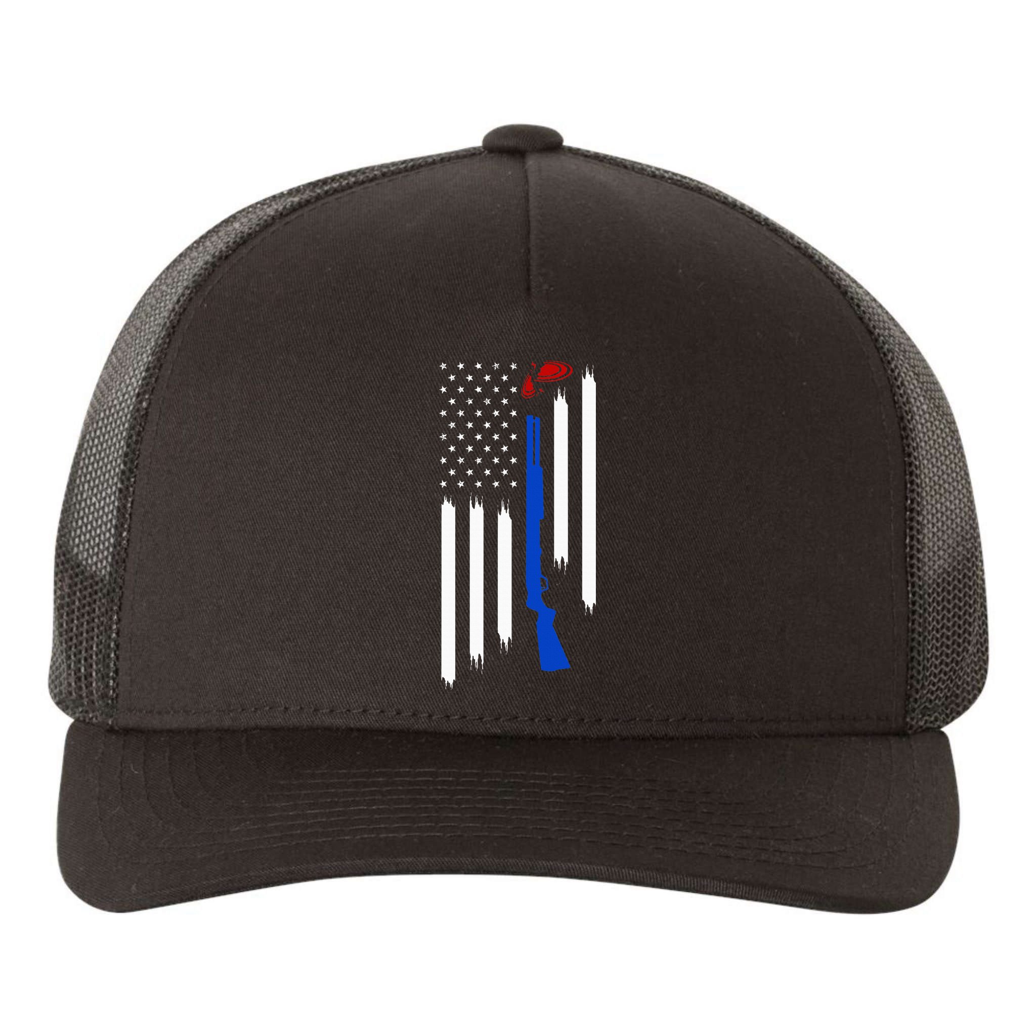 Patriotic Skeet Trap Clay Pigeon Shotgun Shooting Yupoong Adult 5-Panel Trucker Hat