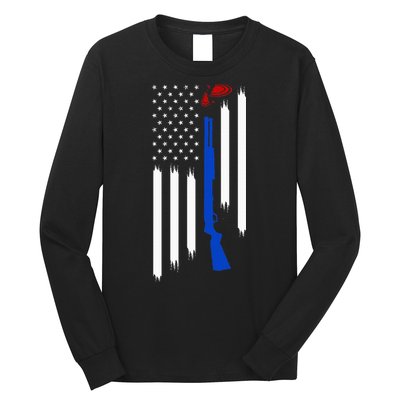 Patriotic Skeet Trap Clay Pigeon Shotgun Shooting Long Sleeve Shirt