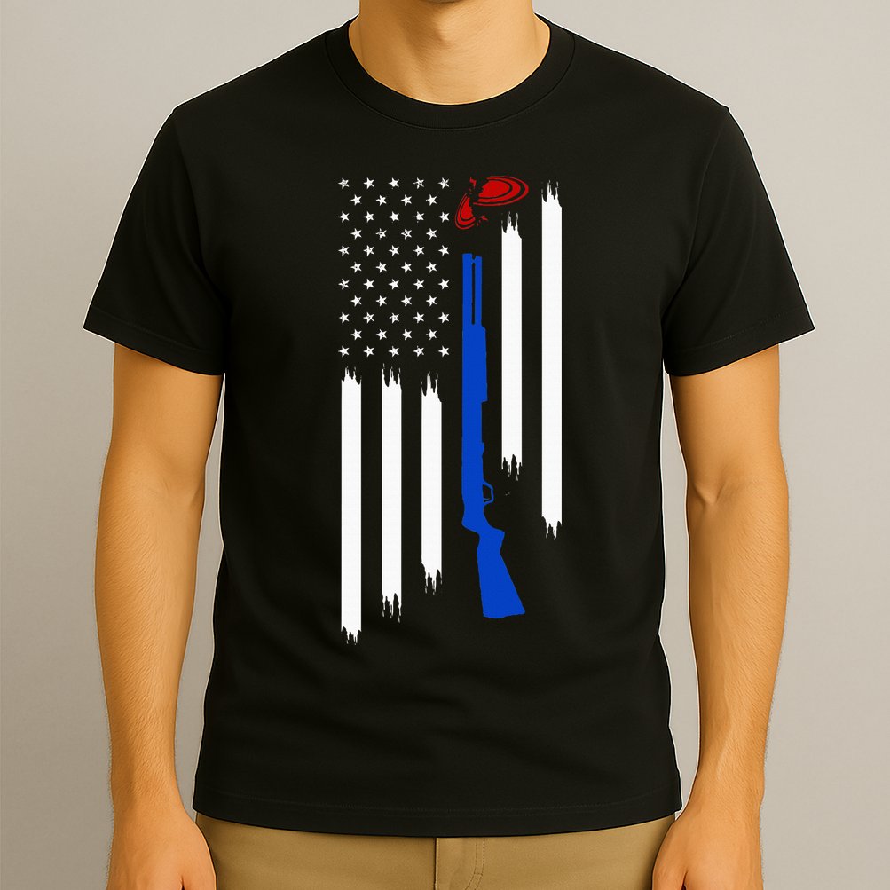 Patriotic Skeet Trap Clay Pigeon Shotgun Shooting T-Shirt