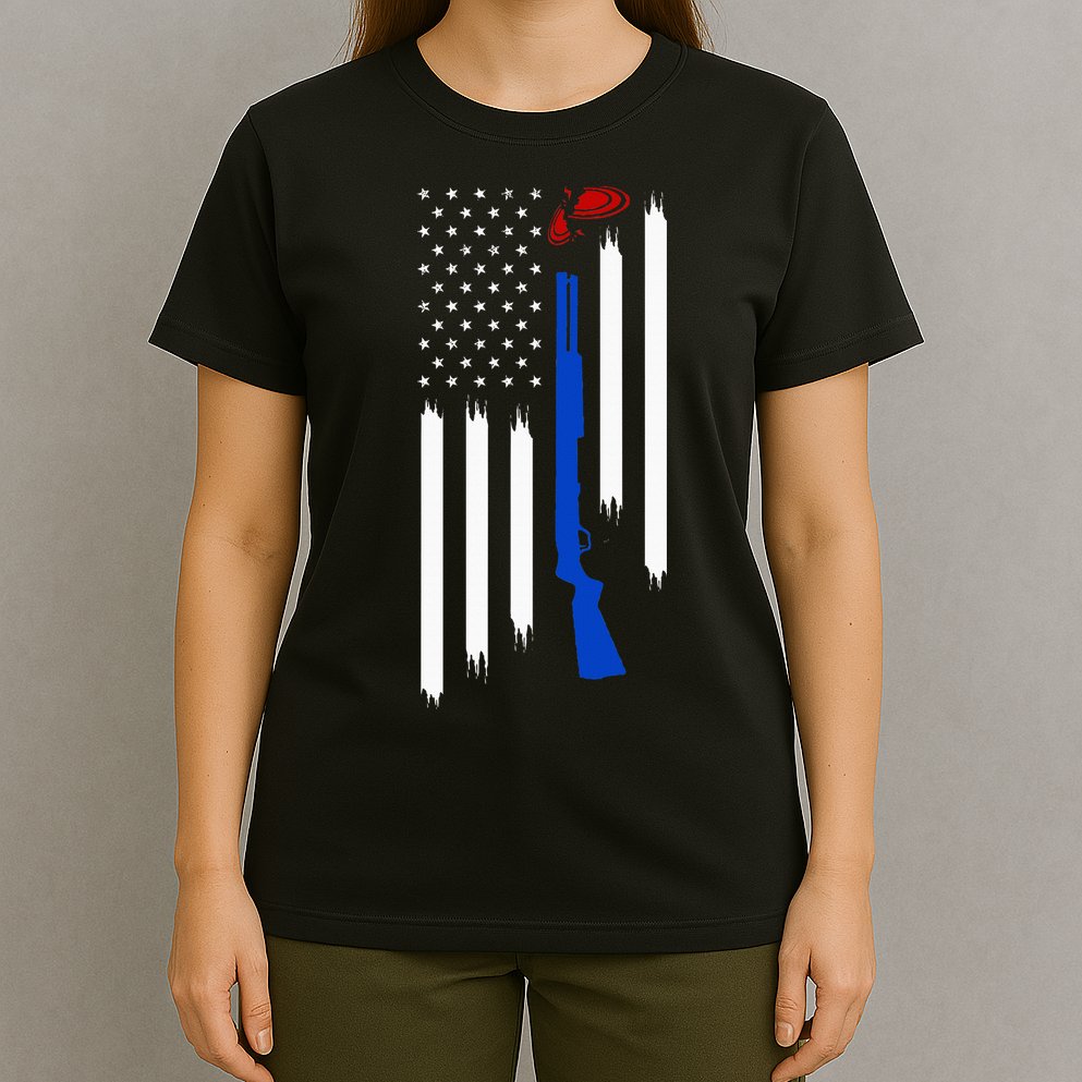 Patriotic Skeet Trap Clay Pigeon Shotgun Shooting T-Shirt