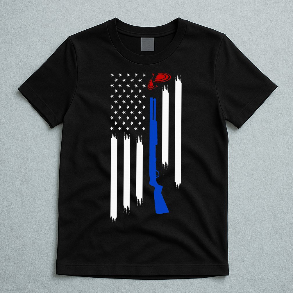 Patriotic Skeet Trap Clay Pigeon Shotgun Shooting T-Shirt