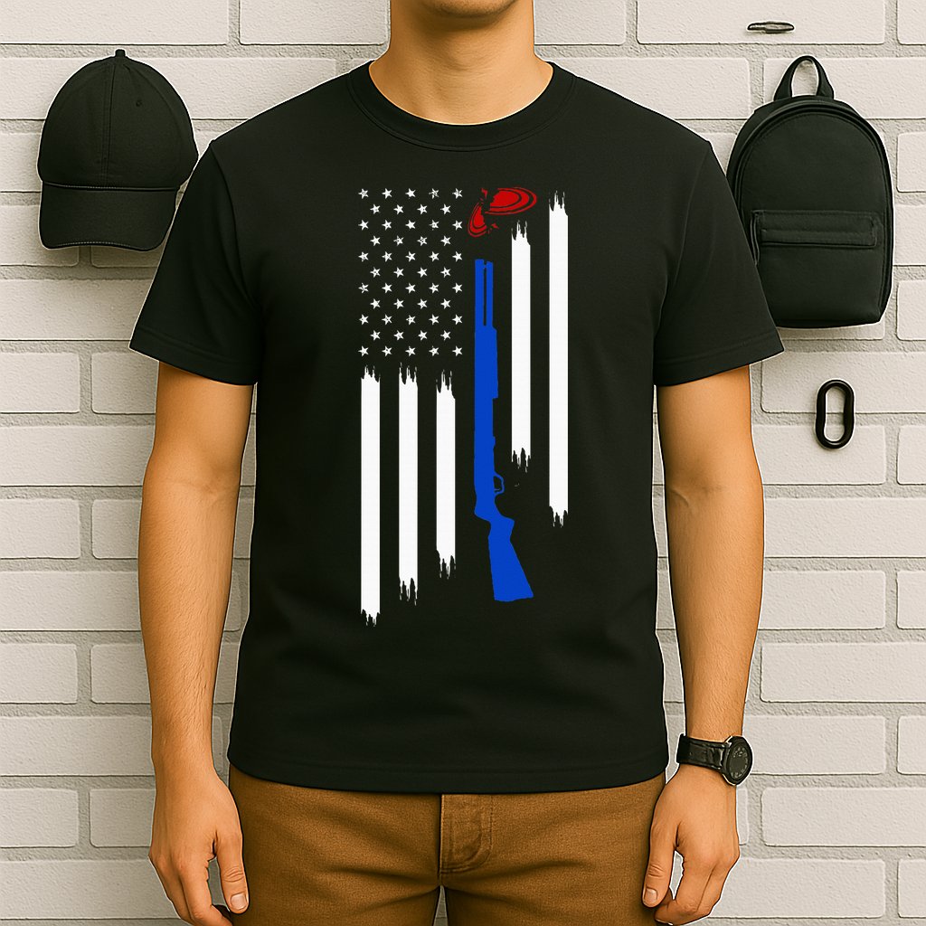 Patriotic Skeet Trap Clay Pigeon Shotgun Shooting T-Shirt